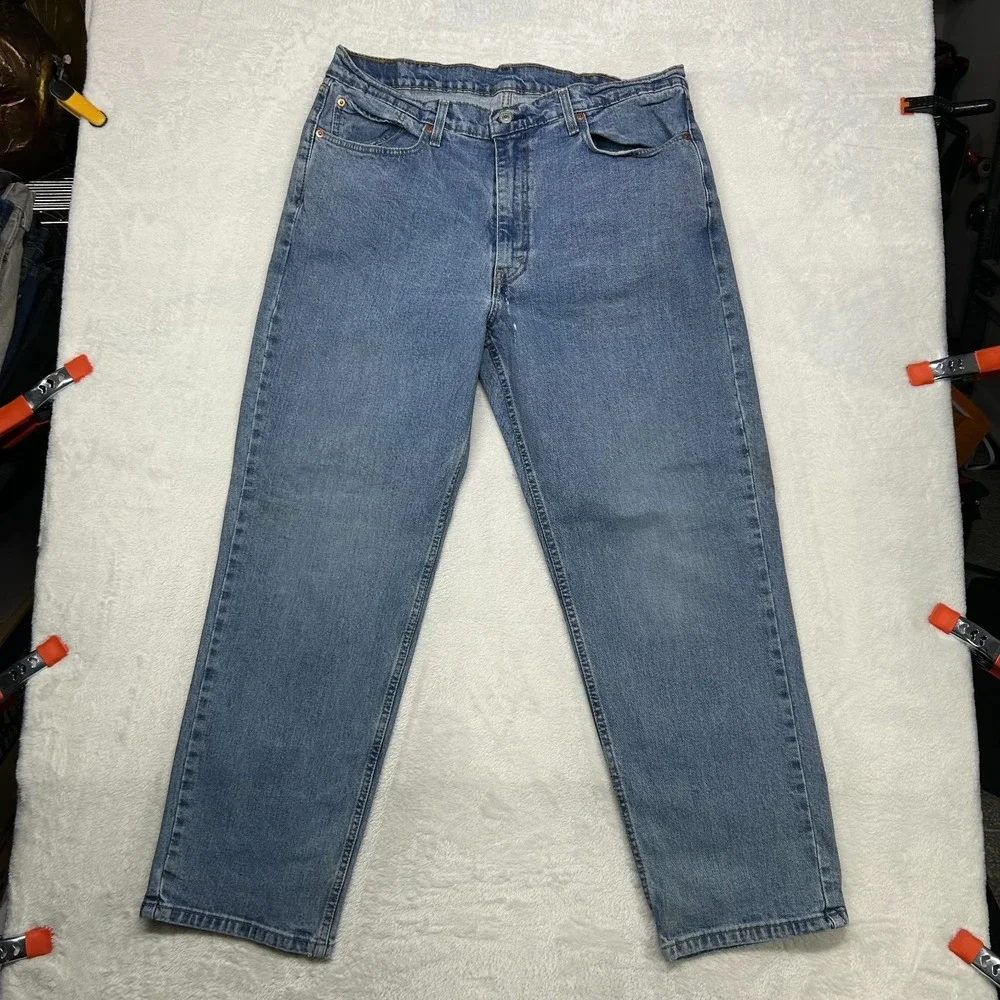 Levi's 550 Jeans Men Blue Denim Pockets Classic Straight Zip Fly 35X29.5 - Flaws